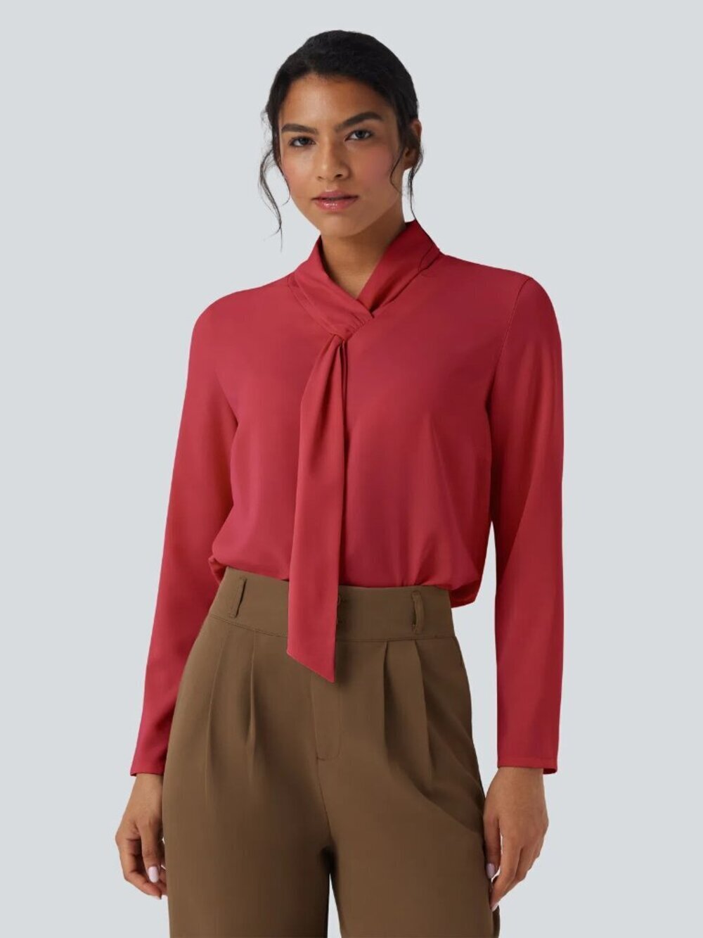 HALARA Scarf Neck Work Blouse - Red | XL | NWT - Picture 4 of 7
